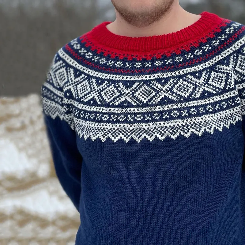 Vintage Contrasting Colors Graphics Knitted Iceland Sweater