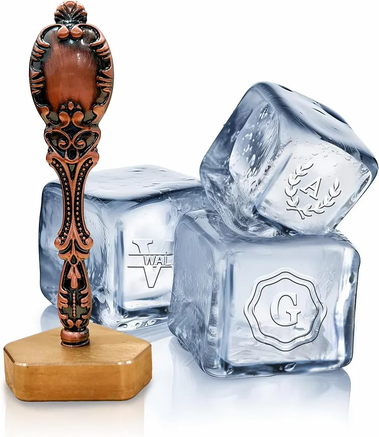 Custom Ice Cube Stamp, Durable Personalized Ice Stamp with Handle, Ice Branding Stamp for Ice Cubes Cocktail Whiskey Drinks, Personalized Gifts for Mixologists Cocktail Enthusiasts