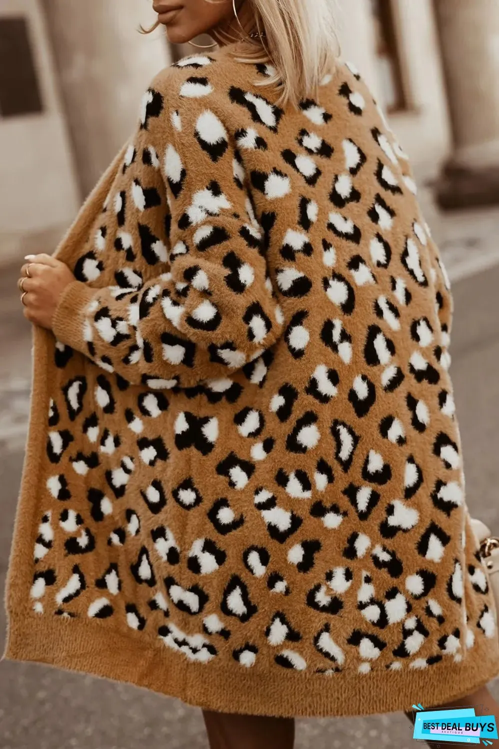 Brown Leopard Print Fur Cardigan