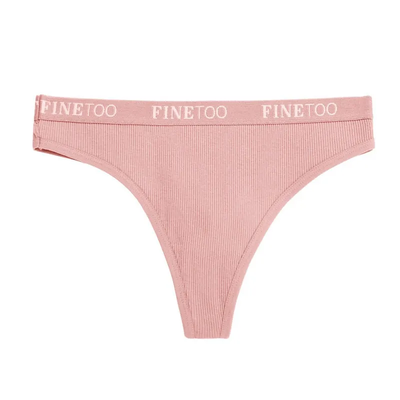 FINETOO Women G-string Cotton Thong M-XL Letter Design Femme Underwear Sexy Panties Underpant Intimate Thong Girl Panty Lingerie