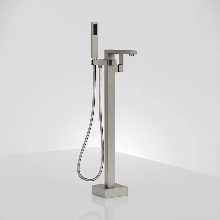 EVERSTEIN Modern Freestanding Bathtub Faucet with Handheld 36" Height Brushed Nickel