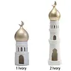 Ramadan Resin Statue Ornament Hollowed Handcrafted Resin Mosque Models Islamic Castle Tabletop Statue for Eid Home Office Decor