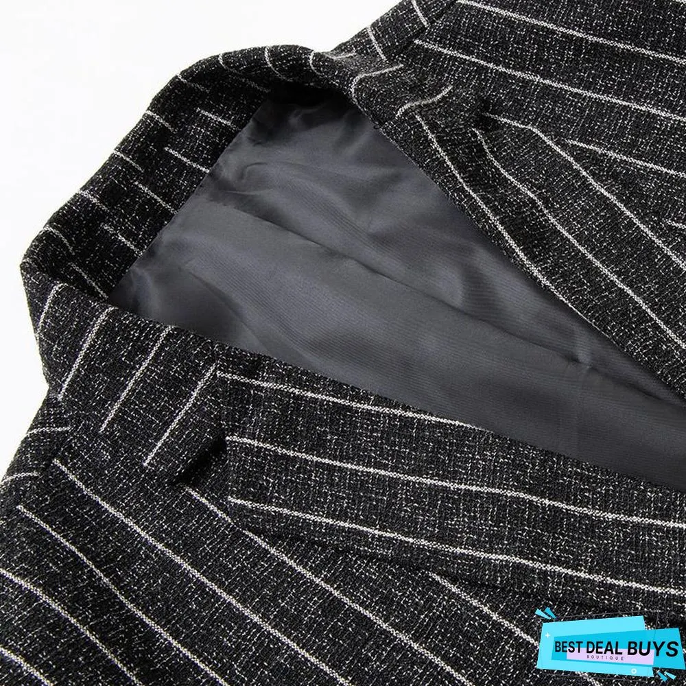 Men Jacket Blazers Stripe Suit Fashion Man Groom Business Causal Formal Blazer Jackets
