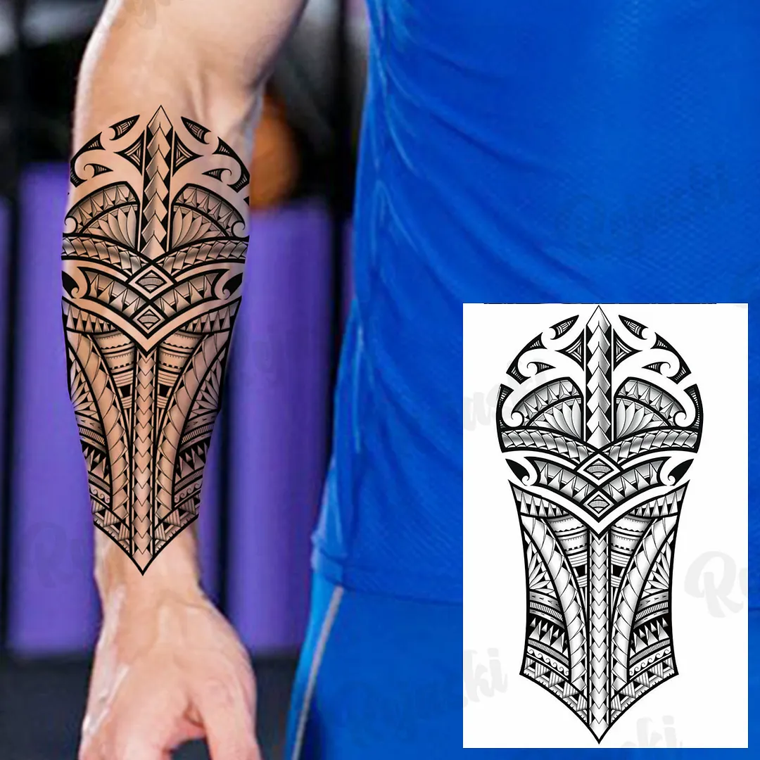 Sdrawing Thorns Temporary Tattoos For Adults Men Realistic Totem Maori Lion Compass Flower Tiger Fake Tattoo StickerArm Tatoos DIY