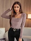 Solid Color Long-sleeved Slim T-shirt For Women