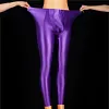 Men's Oil Shiny Glossy Compression Pants Stretchy Nylon Smooth Bulge Pouch Leggings Tights Pants
