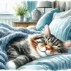 (Counted/Stamped)Cat Sleeping Under The Quilt-11CT Cross Stitch 40*40cm/15.75*15.75in