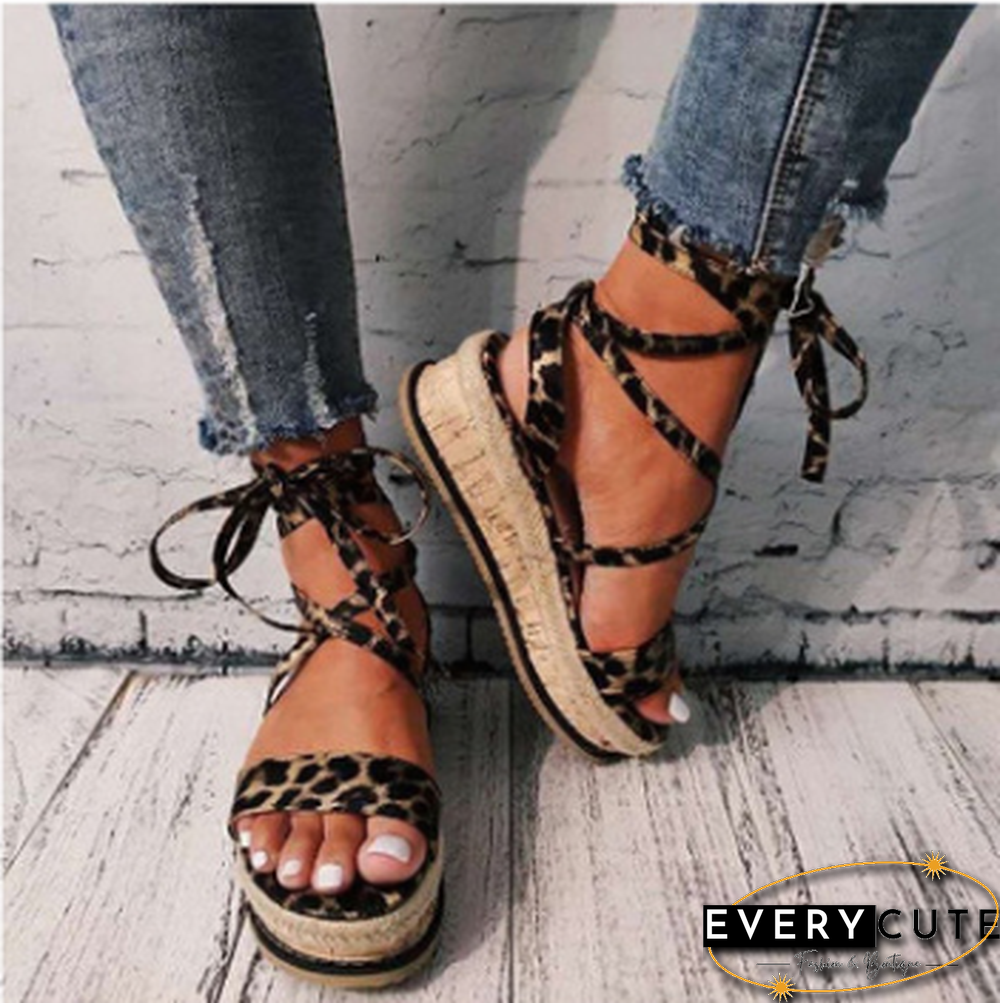 New Summer Women Snake Sandals Platform Heels Cross Strap Ankle Lace Peep Toe Beach Party Ladies Shoes Zapatos Sandals