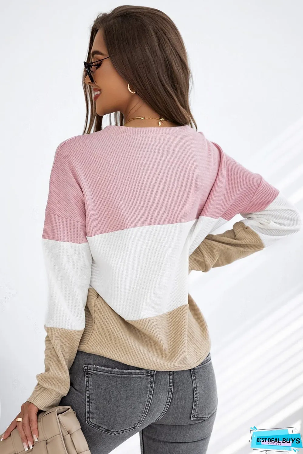 Waffle Knit Long Sleeve Top
