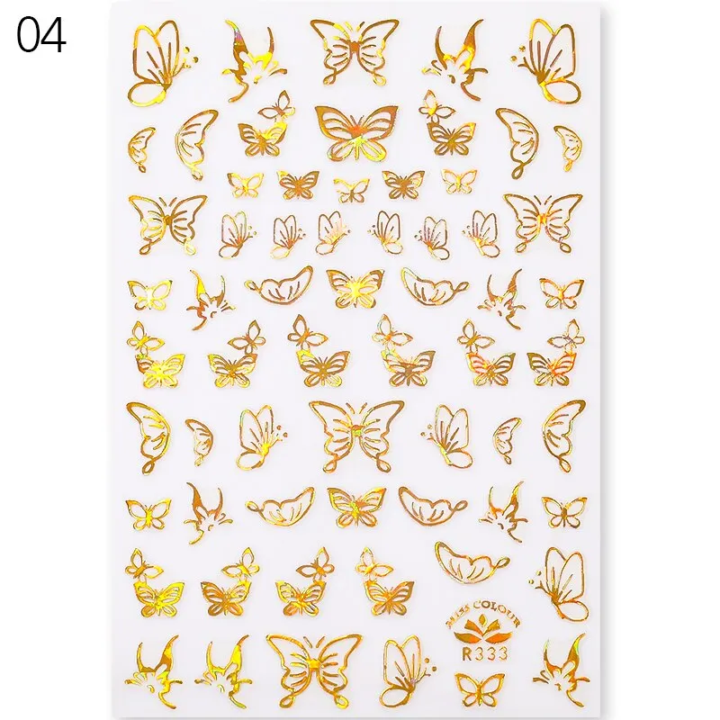 2021 Hot 3D Nail Art Stickers Butterfly Pattern Transfer Sticker Decals Self Adhensive Slider Decoration Nail DIY Design
