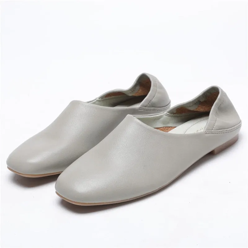 Ladies Flats new ballerinas soft leather moccasins slip on retro grandma shoes spring summer driving shoes woman mules slippers