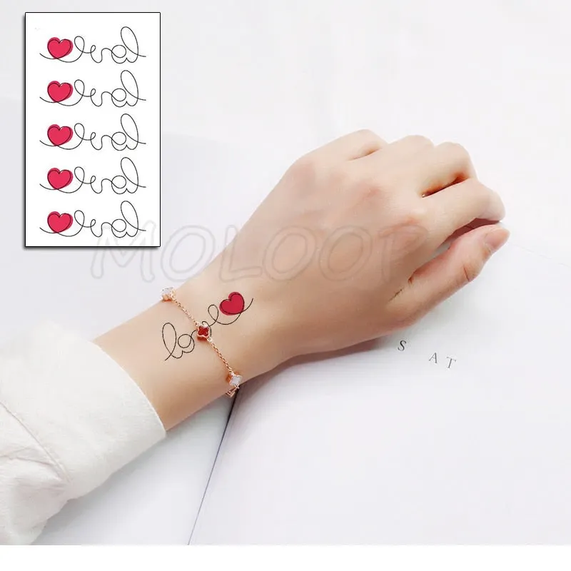 Holding Hands In Love Stickers Hand Heart Tattoo Body Art Makeup Waterproof Temporary Women and Men Fake Tatoo