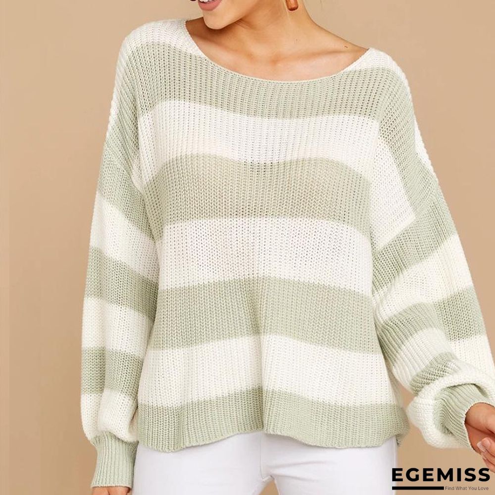 Autumn and Winter New Striped Crew Neck Large Sweater | EGEMISS