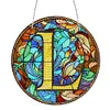 (Upgrade Size)DIY Double Sided Diamond Painting Alphabet Family Last Name Initial Sign Ornament with Chain Window Hanging Kit