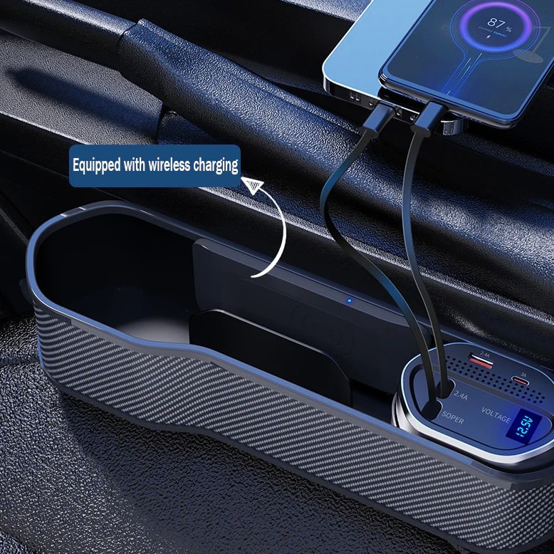 Super Fast Charging Car Charger Car Seat Seam Multifunctional Storage Box