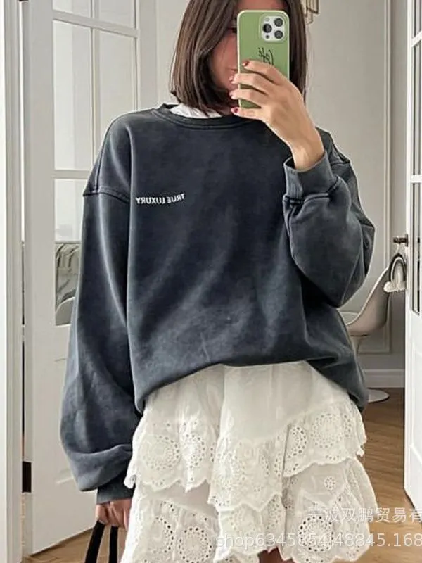 Athvotar Athvotar Autumn And Winter New Pure Cotton Water Wash Old Sweater Women In Batik Retro Print Top Lady