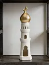 Ramadan Resin Statue Ornament Hollowed Handcrafted Resin Mosque Models Islamic Castle Tabletop Statue for Eid Home Office Decor