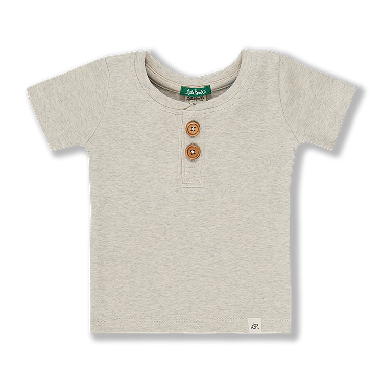 Heathered Cream Short Sleeve Button Shirt