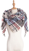 Women's Warm Woollen Scarf Triangle Shawls Winter Scarves Stripe Plaid Scarf