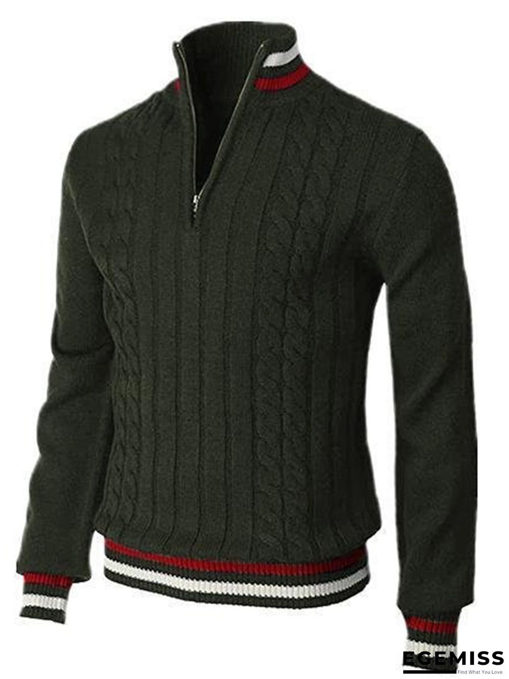 Color-block Zip-up Turtleneck Men's Knit Sweater | EGEMISS