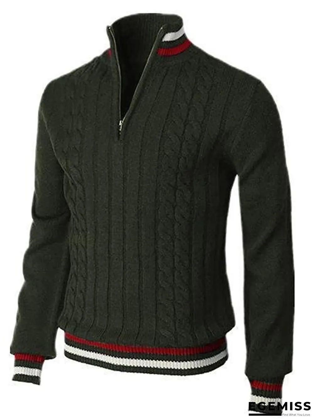 Color-block Zip-up Turtleneck Men's Knit Sweater | EGEMISS
