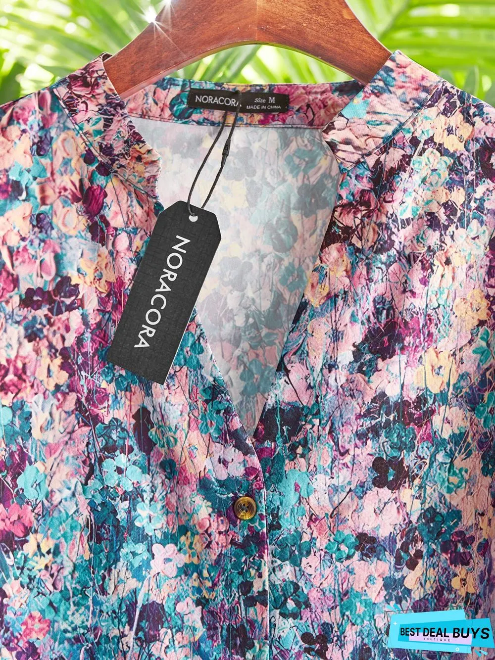 Women's Casual Daily Casual Loose Floral Stand Collar Long Sleeve Tunic Blouse