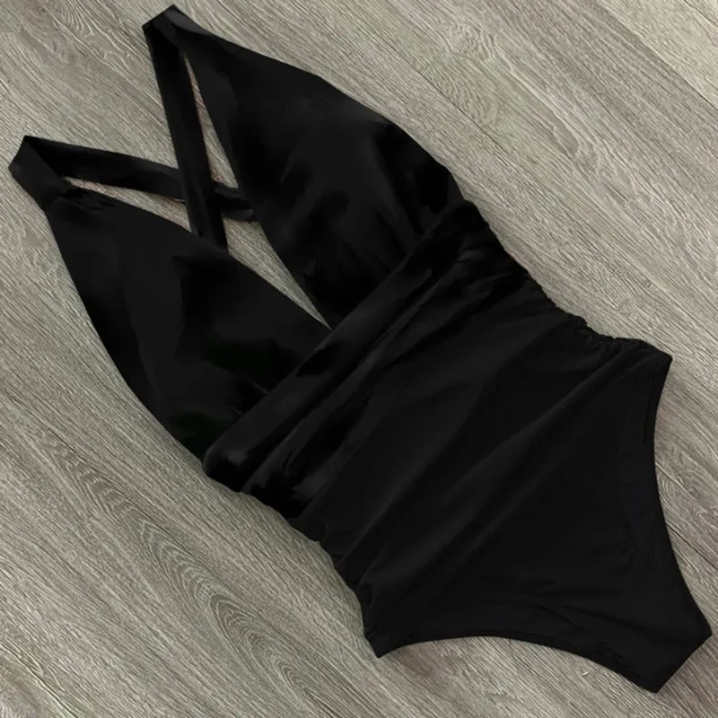2022 New Sexy One Piece Swimsuit Female Floral Women Swimwear Push Up Bathing Suits Bodysuits Beach wear Deep V-neck Monokini
