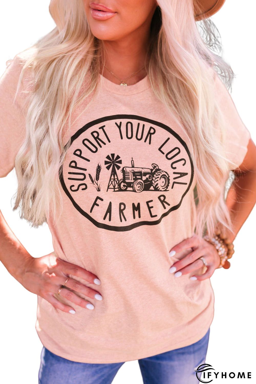 Pink Support Your Local Farmer Graphic Tee | IFYHOME