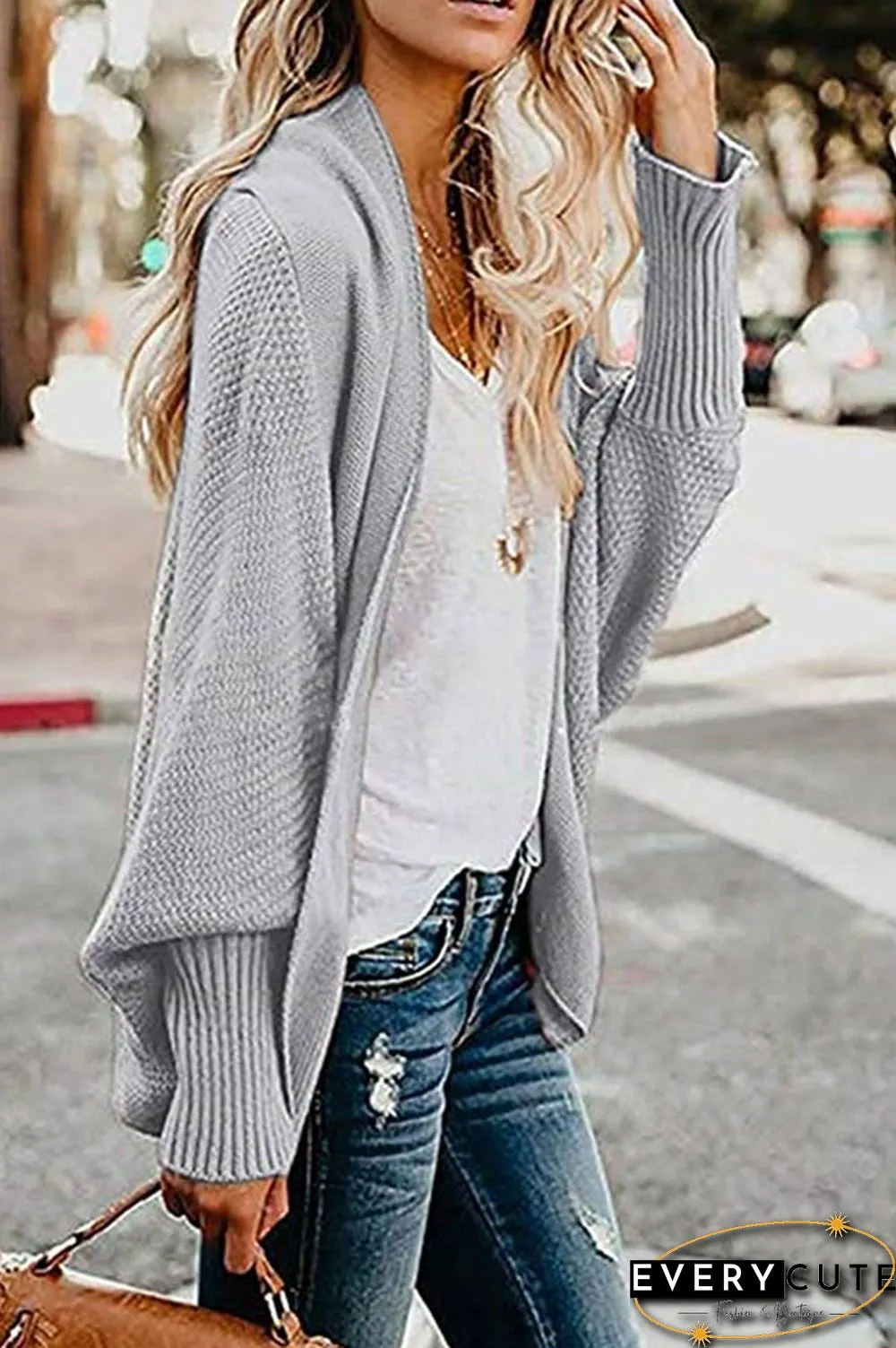 Fashion Bat Sleeve Knitted Cardigan