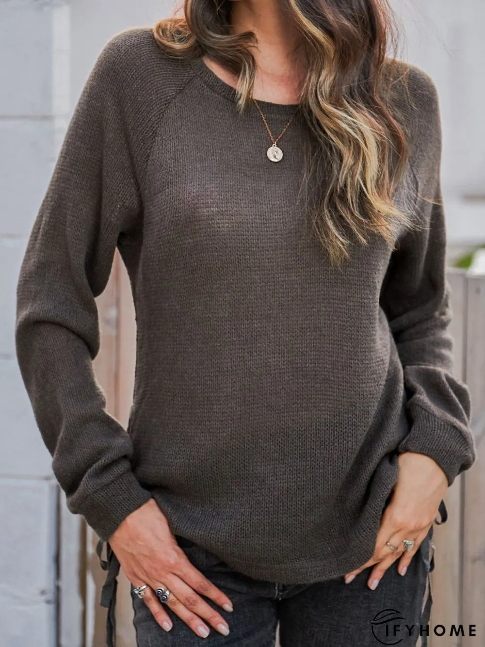 Holiday Long Sleeve Plain Crew Neck T-shirt | IFYHOME