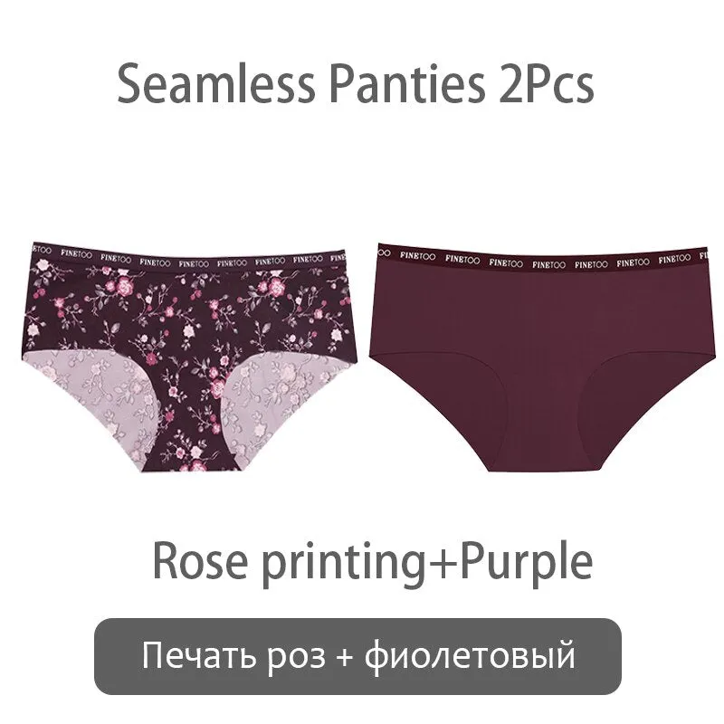 FINETOO Seamless Panties Women Rose Printing Underwear Fashion Letter Panty Ladies Briefs Underpants S-XL Female Briefs Lingerie
