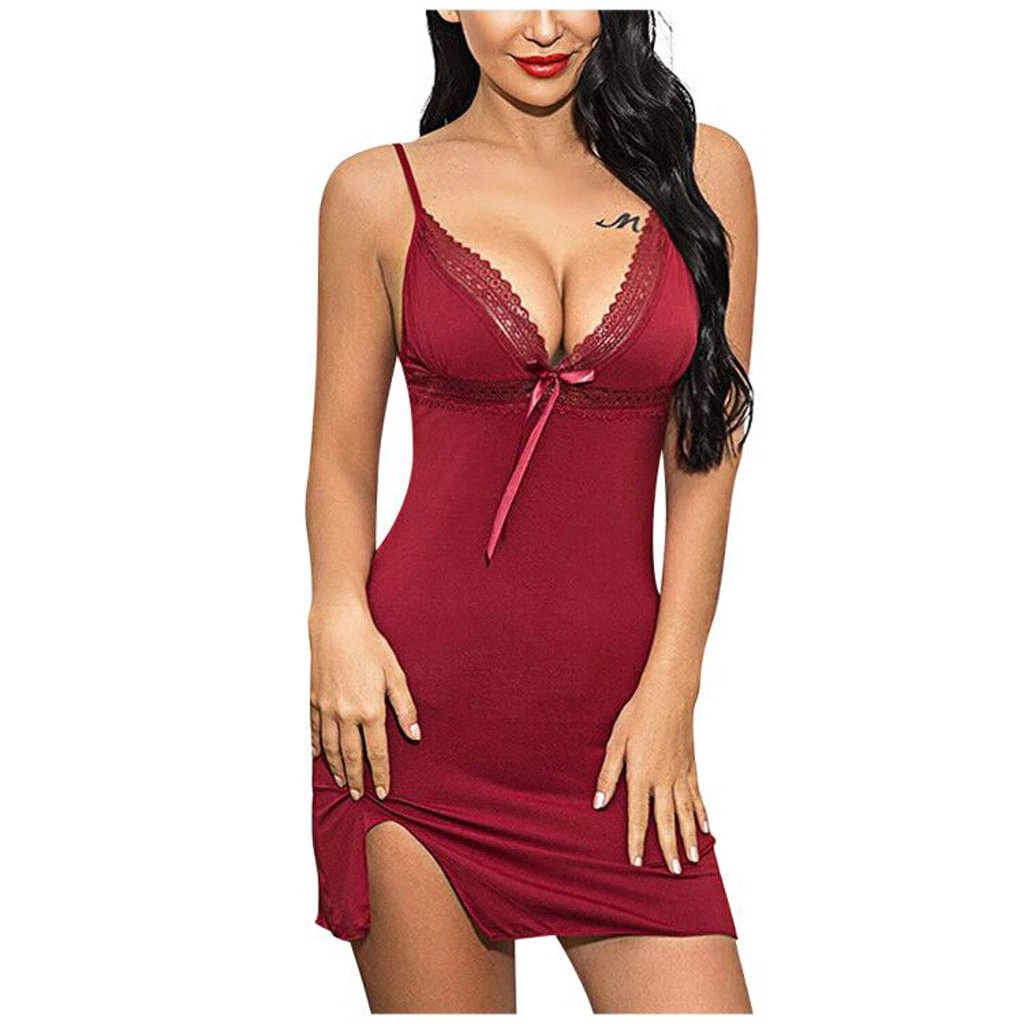 Billionm Cotton Sexy Nightdress Women Slips V Neck Sexy Sleepwear Nightgown Erotic Lingerie Lady's Summer Backless Nightie Sleep Lounge