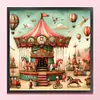>SALE<Full Embroidery Eco-cotton Thread 11CT Print Carousel Cross Stitch Kit 50x50cm