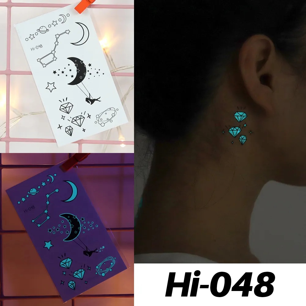 Sdrawing Luminous Tattoo Hand Finger Starry Star Universe for Kids Fake Tattoo Glowing In Dark Waterproof Temporary Tattoo Stickers