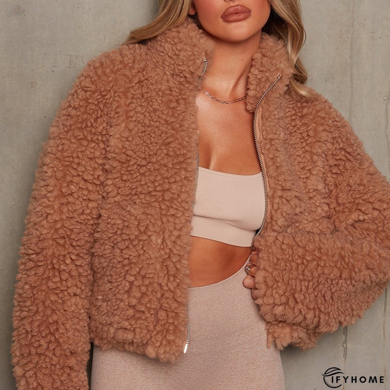 Women's Zip Turtleneck Cashmere Fashion Long Sleeve Lamb Wool Coats | IFYHOME