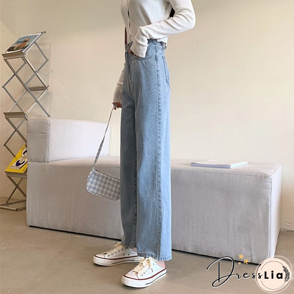 Woman Jeans High Waist Clothes Wide Leg Denim Clothing Blue Streetwear Vintage Quality Fashion Harajuku Straight Pants