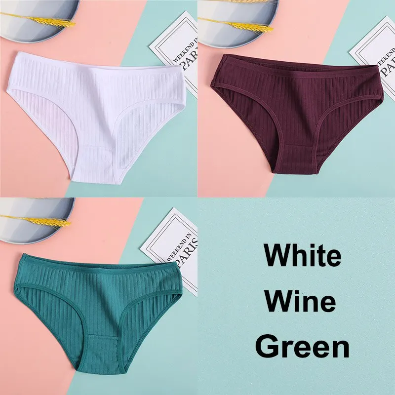 3PCS Cotton Panties Women's Underwear Casual Solid Color Panties for Women Intimate Lingerie Sexy Briefs Female Underpants M-XL