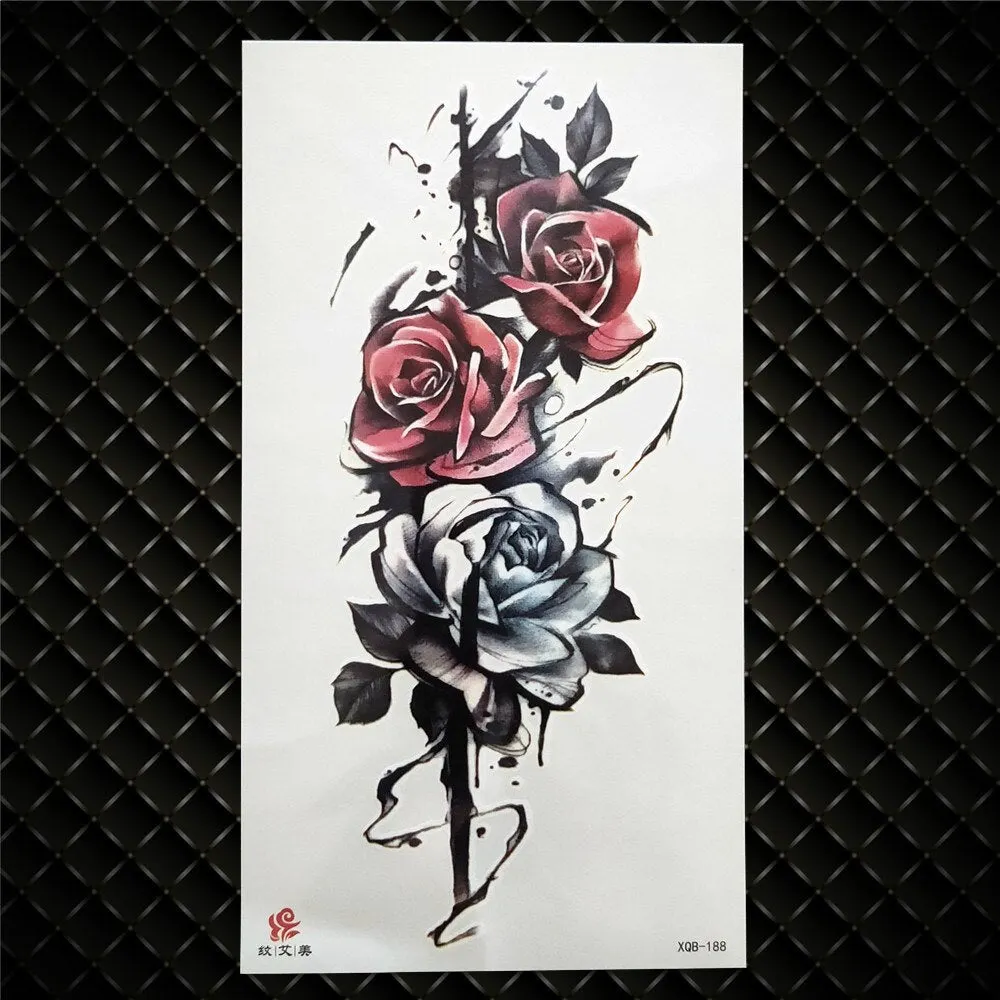 3D Skeleton Fake Temporary Tattoo For Women Men Death skull Dragon Tattoos Geometric Rose Creative Waterproof Tatoos Chest Waist