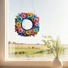 (US Local)2D Flat DIY Flowers Hanging Mirror Diamond Art Kits Wall Door Decoration