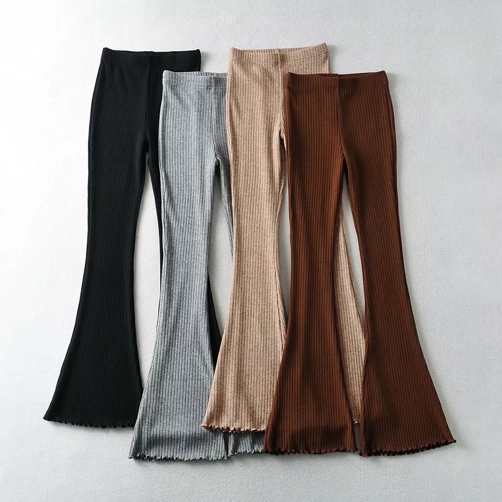 Ootddress Solid Knitted High Waist Flare Pants For Women Ribbed Casual Leggings Female Stretchy Bodycon Trousers Fashion Streetwear 6 Ootddress Solid Knitted High Waist Flare Pants For Women Ribbed Casual Leggings Female Stretchy Bodycon Trousers Fashion Streetwear