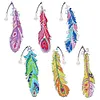 6pcs/set 5D DIY Diamond Painting Feather Shape Bookmark Kits