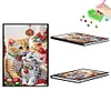 (US Local)50-Page A5 Christmas Cat Diamond Painting Notebook for Adult Holiday Gift