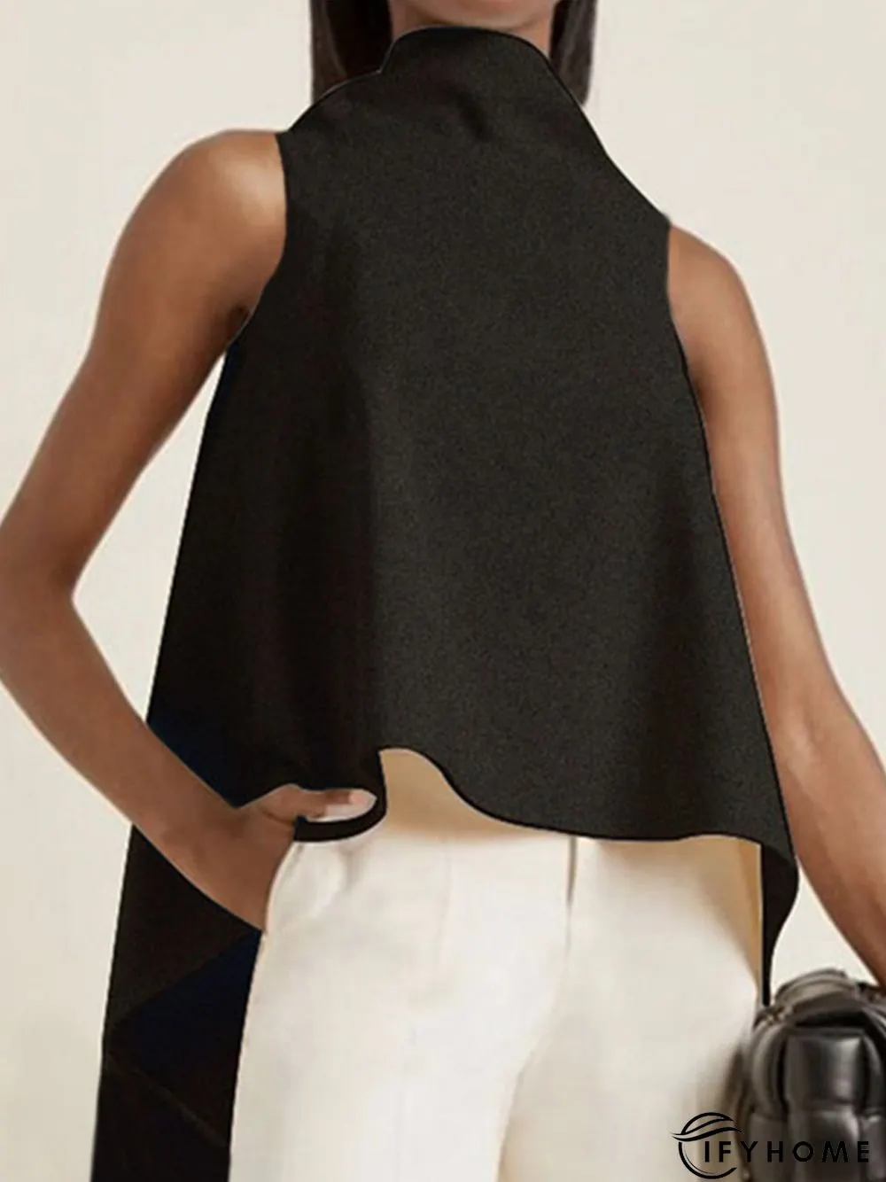 Elegant Turtleneck Shift Solid Top | IFYHOME