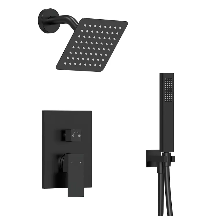 EVERSTEIN 6'' Wall Mount Pressure Balanced Shower System in Matte Black SFS-1077-BK6
