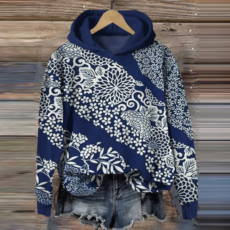 Vintage Japanese Art Print Casual Hoodie artswardrobe