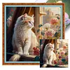 Cats And Flowers On Windowsill- 18CT Stamped Cross Stitch 30*30cm/11.81*11.81in