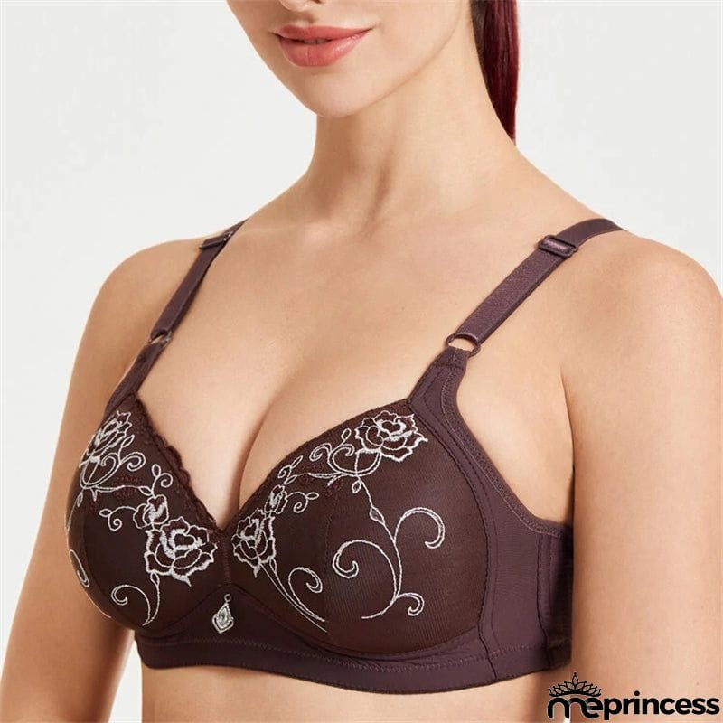 Women's Wireless Floral Embroidered Comfy Bras - Nude