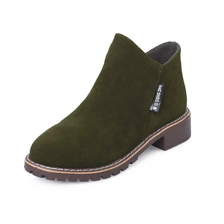 Miaoguan NEW Women Martin Boots Autumn Winter Boots Classic Zipper Snow Ankle Boots Suede Warm Fur Plush Women Shoes Short Boots