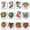 (US Local)12pcs Christmas Gifts Diamond Painting Keychains Kit DIY Diamond Art Charms