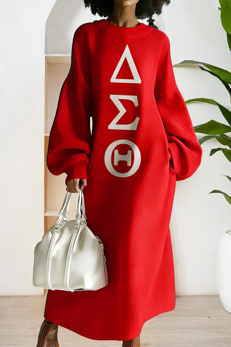 Casual Delta Sigma Theta Sorority Long Sweatshirt Dress